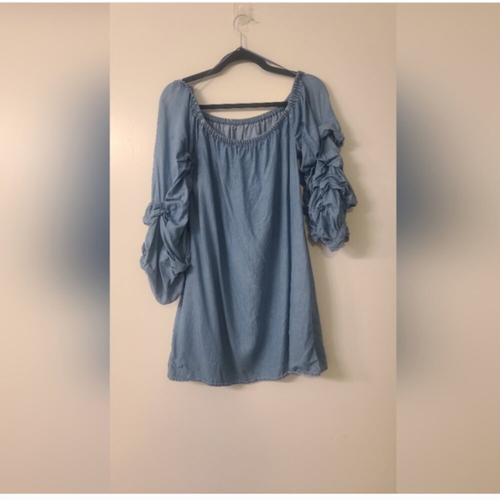 Zara Women's Blue Ruffled Sleeve Dress Size Small